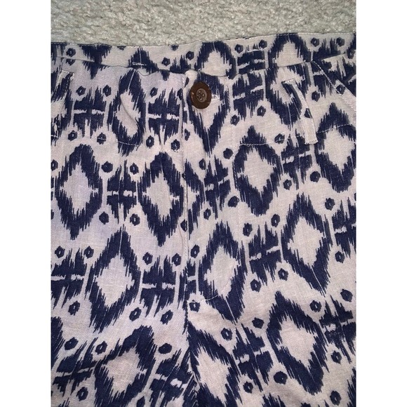 NWT Kenar Linen Blue & Cream Boho Shorts Size 8 - Picture 3 of 5